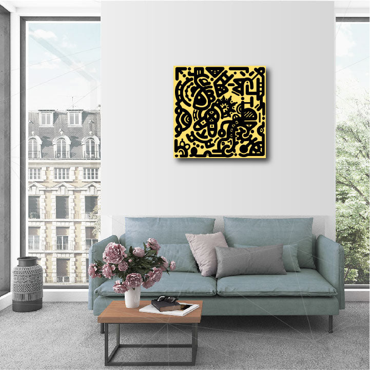 20 x 20" Canvas Print - "Black & Yellow"