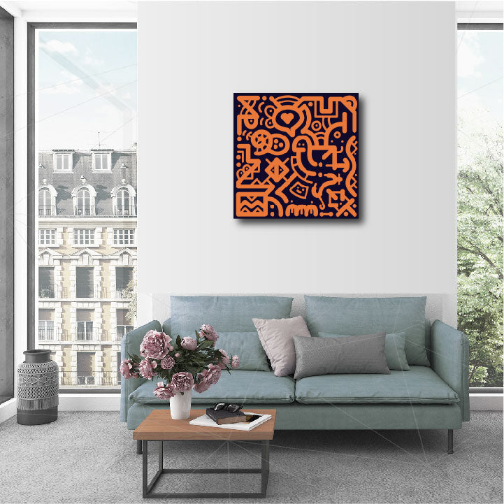 20 x 20" Canvas Print - "Orange & Navy"