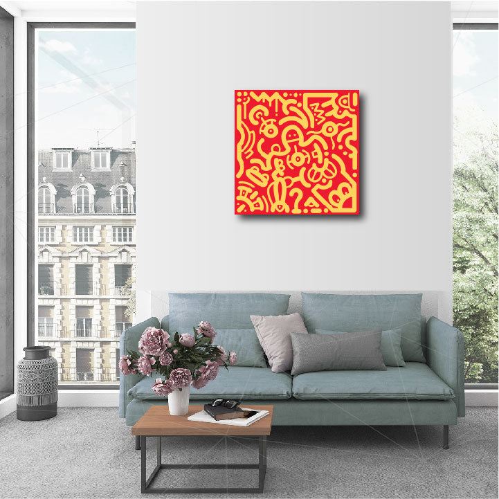 20 x 20" Canvas Print - "Yellow & Red"