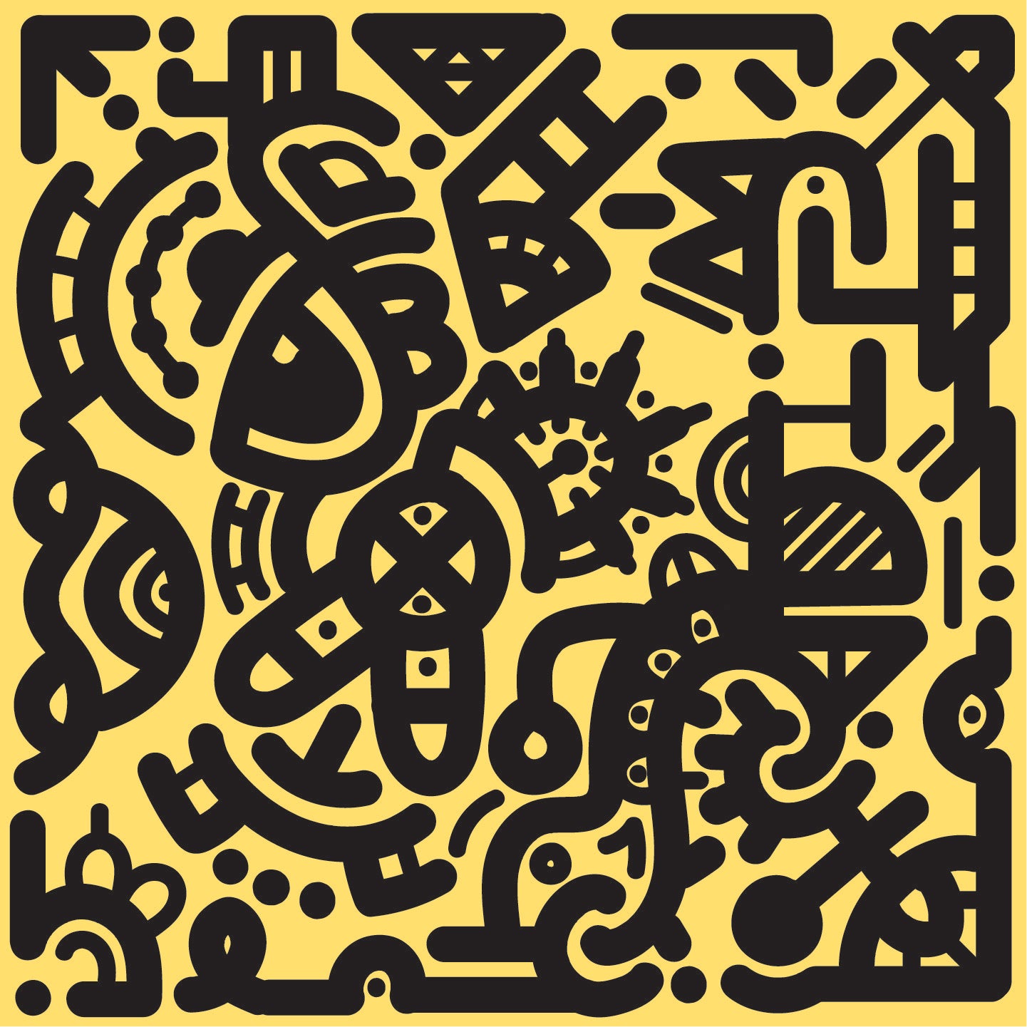 20 x 20" Canvas Print - "Black & Yellow"