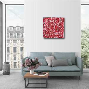 20 x 20" Canvas Print - "Red & Grey"